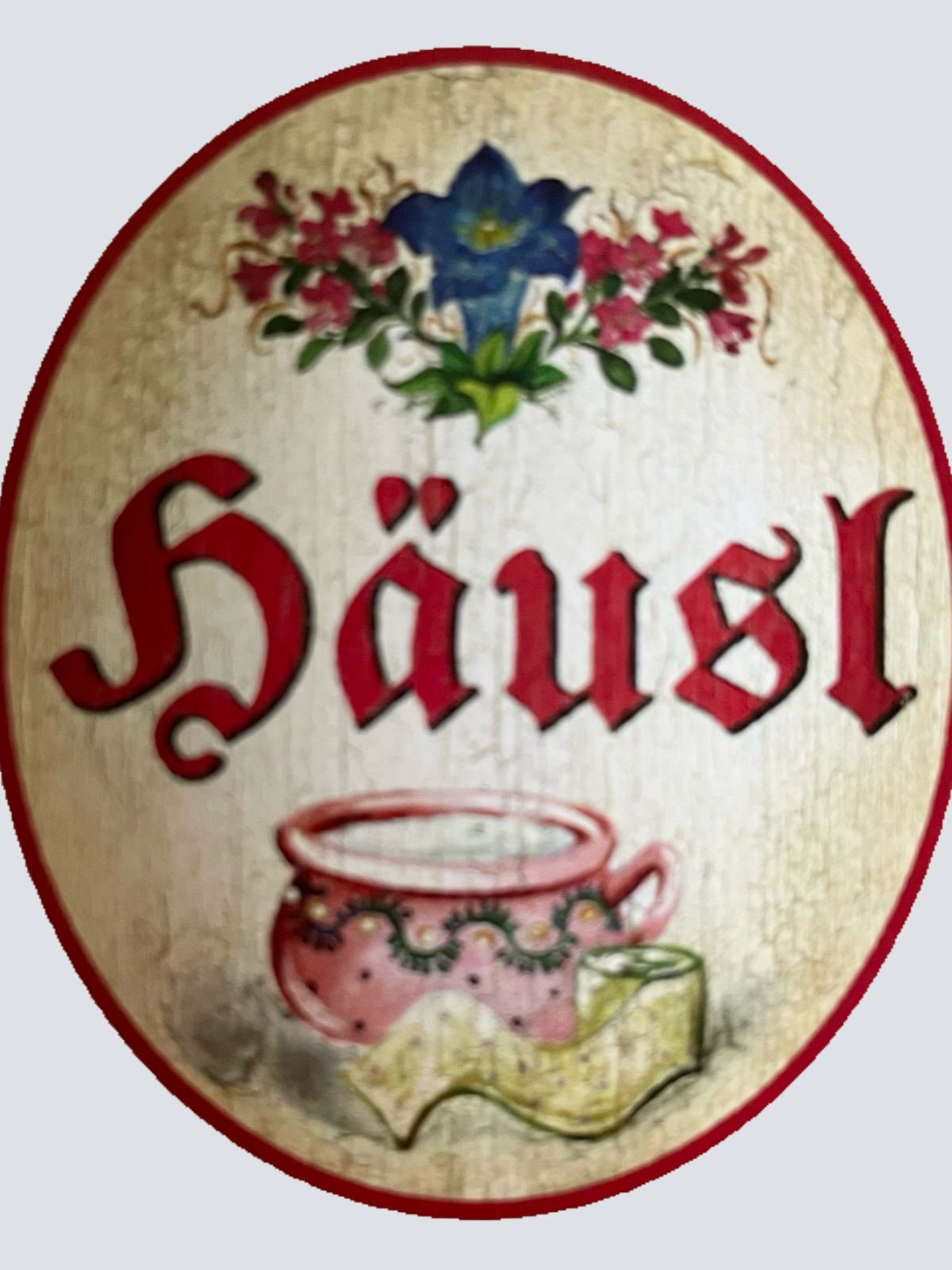 Nostalgie Holzschild Häusl Nachttopf Klopapier Toilette WC Klo Schild