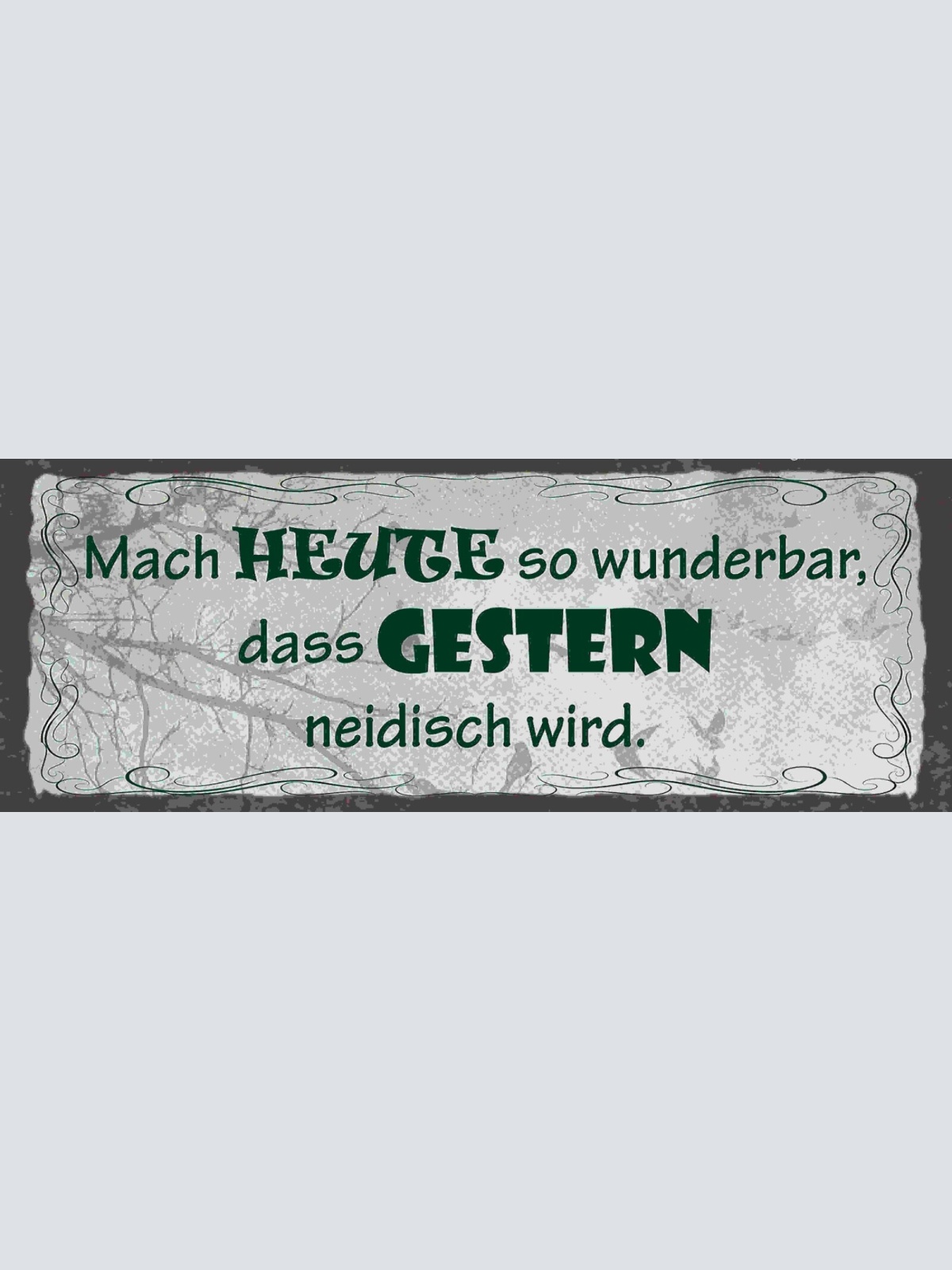 Schild Mach Heute So Wunderbar Dass Gestern Neidisch Wird 27x10 Blech od.Holz