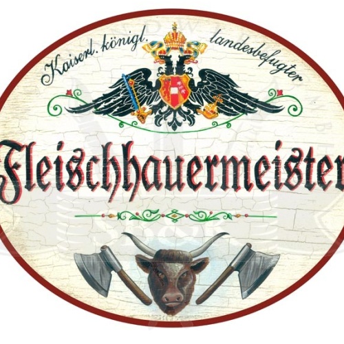 KuK Nostalgie Holzschild Fleischhauermeister