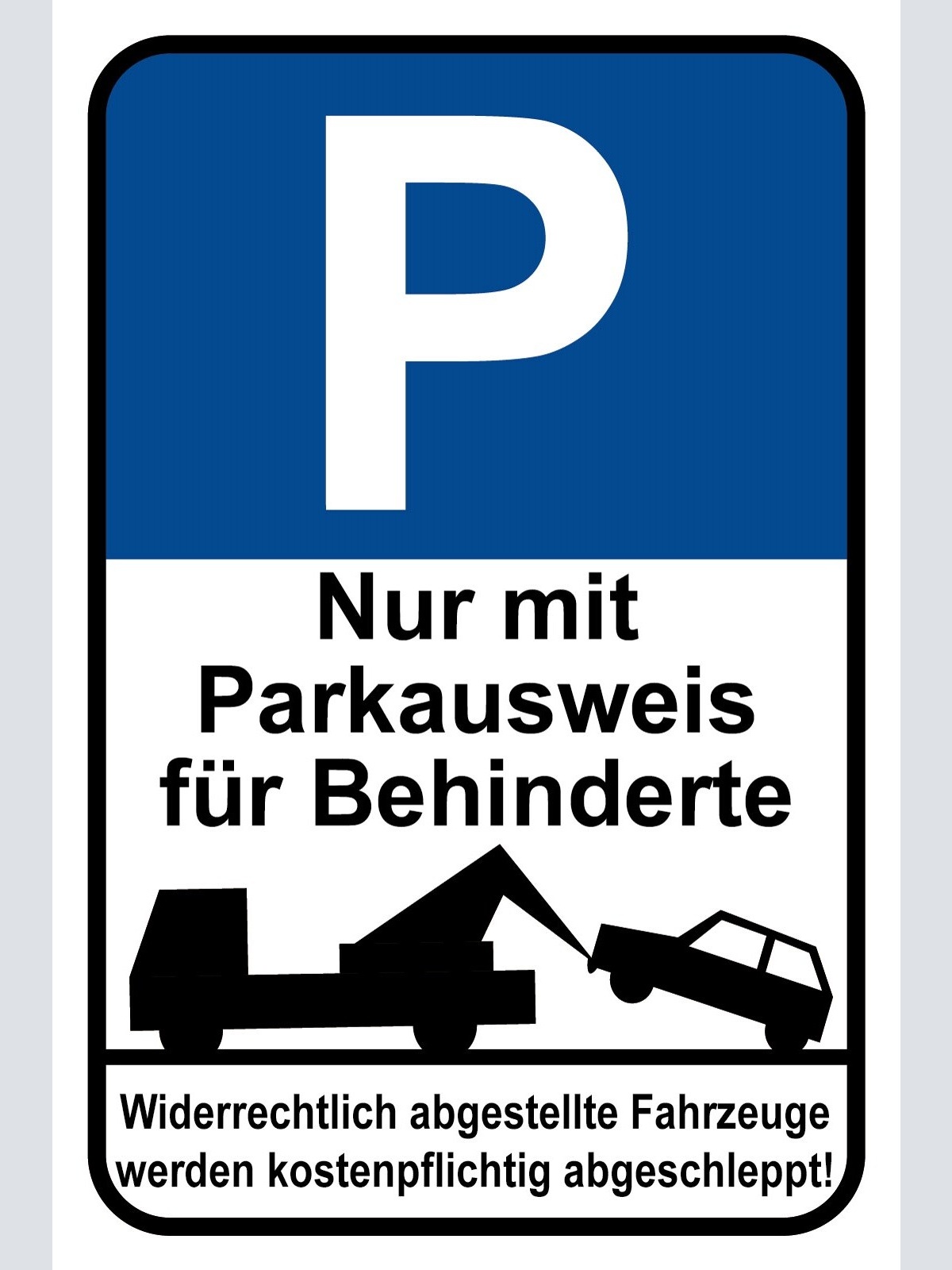 Schild Parkplatz Parkausweis Behinderte 12x18 / 20x30 / 30x40 Blech od. Holz