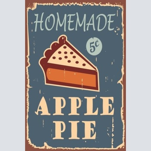 Nostalgie schild homemade apple pie kuchen 12x18 / 20x30 / 30x40 blech od. holz