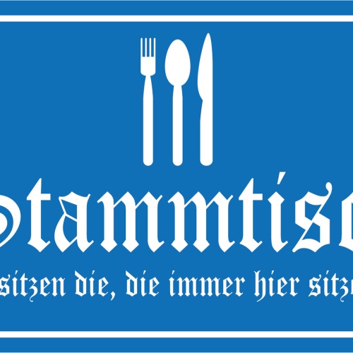 Nostalgie Schild Stammtisch Hier sitzen die 12x18 / 20x30 / 30x40 Blech od. Holz