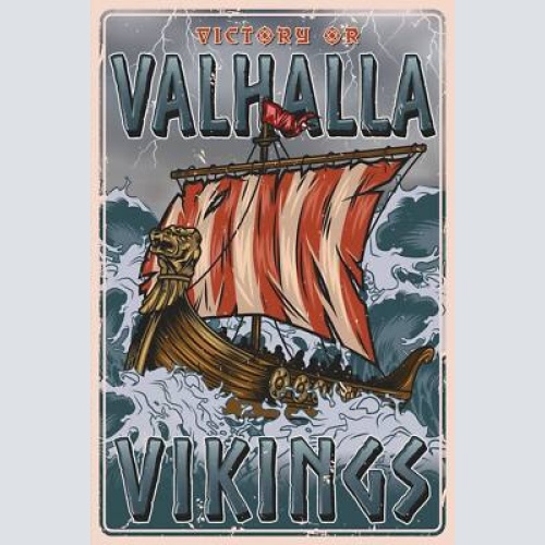 Nostalgie schild valhalla vikinger schiff 12x18 / 20x30 / 30x40 blech od. holz