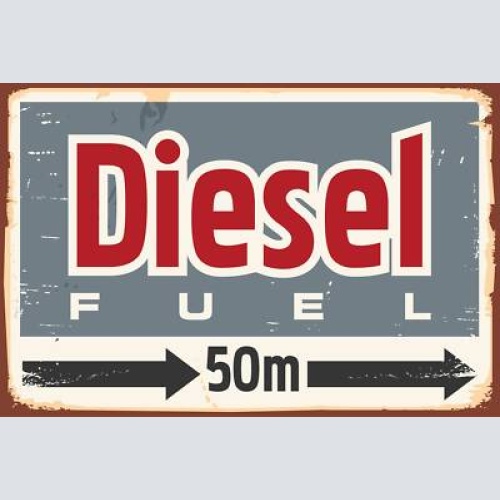 Nostalgie schild diesel fuel 50m tankstelle 12x18 / 20x30 / 30x40 blech od. holz