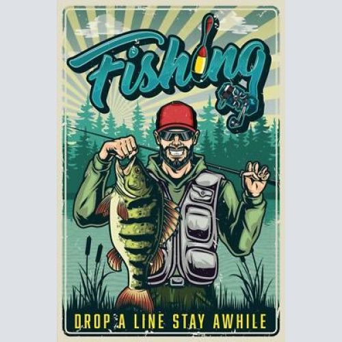 Nostalgie schild fishing line angler fischen 12x18 / 20x30 / 30x40 blech od.holz