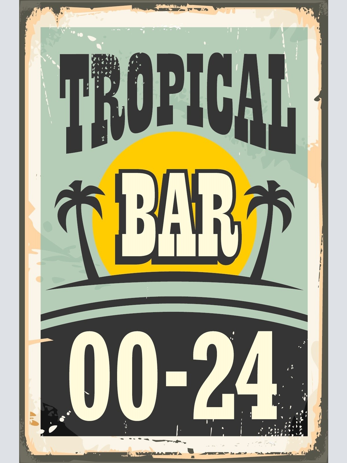 Nostalgie Schild Tropical Bar 00-24 Alkohol 12x18 / 20x30 / 30x40 Blech od. Holz