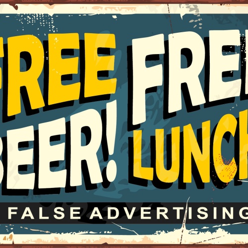 Nostalgie Schild Free Beer Lunch False Ad 12x18 / 20x30 / 30x40 Blech od. Holz
