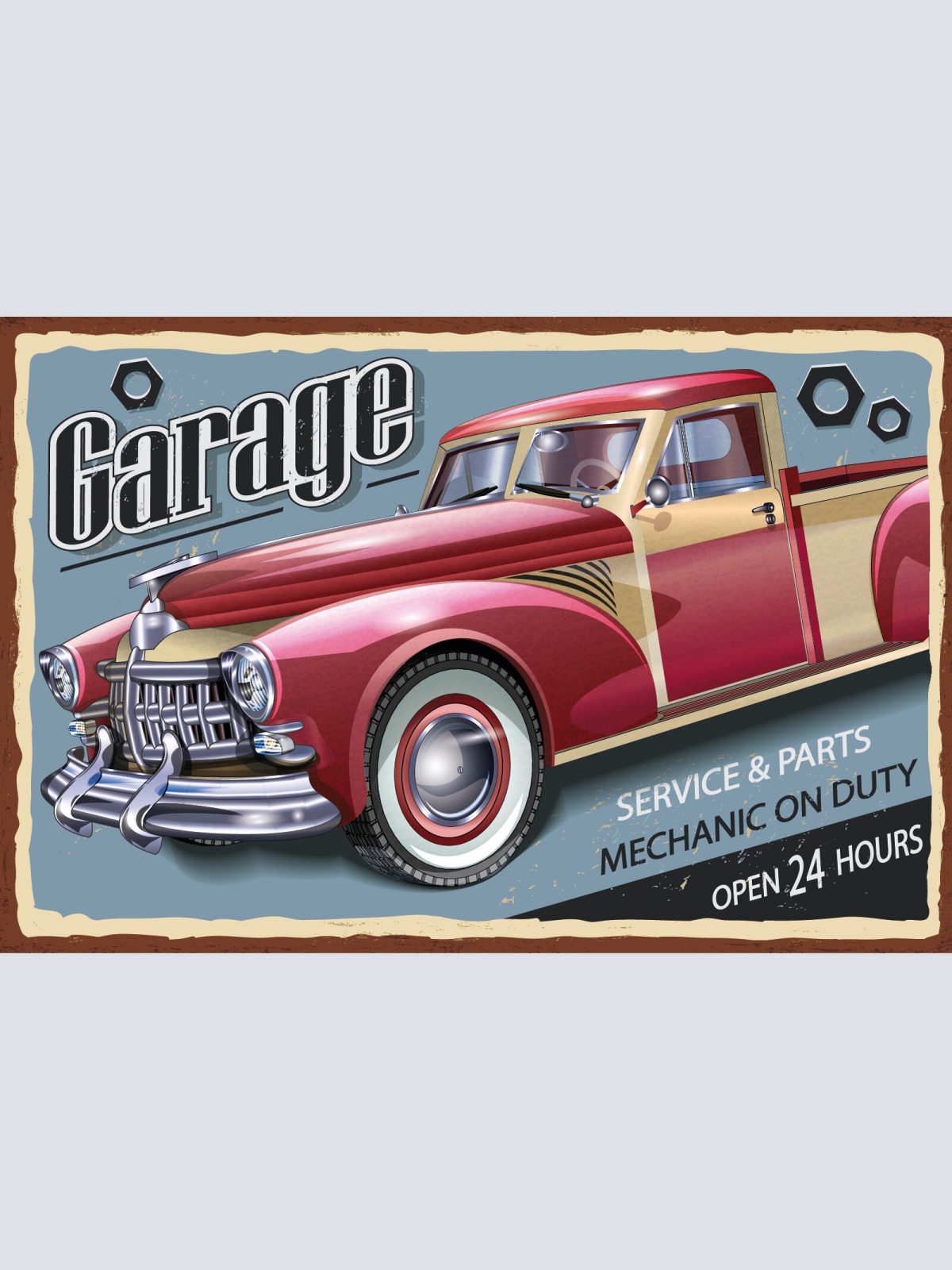 Nostalgie Schild Garage Auto & Parts Auto 12x18 / 20x30 / 30x40 Blech od. Holz