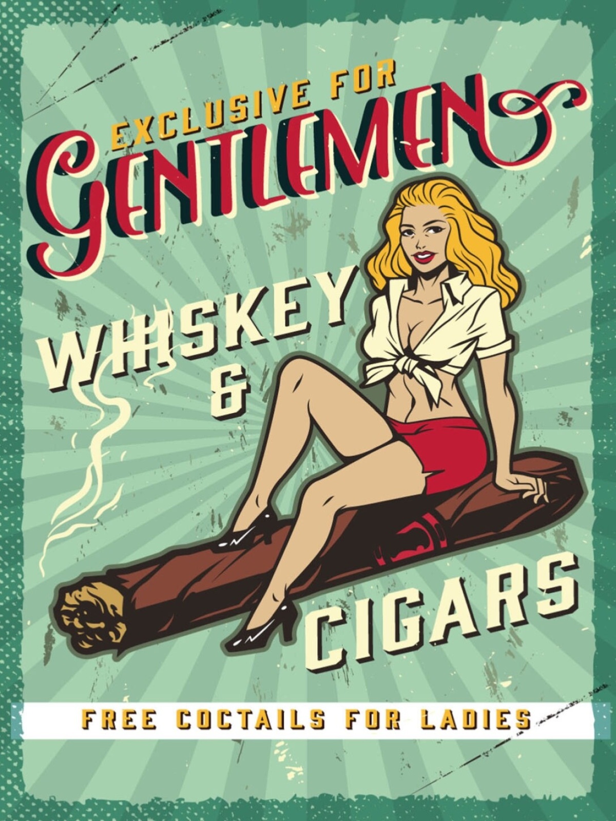 Schild Exclusive For Gentlemen Whiskey & Cigars 12x18 20x30 30x40 Blech/Holz