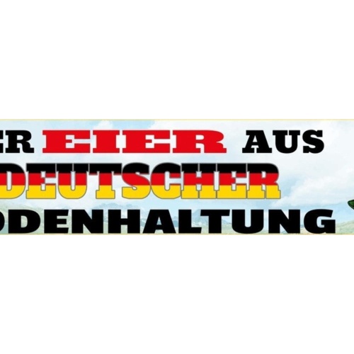 Schild Eier Deutsche Bodenhaltung Hoden Schubkarre 46 x 10 Blech od. Holz