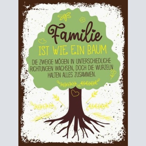 Schild Familie Ist Wie Ein Baum Zweige Wurzeln 12x18 20x30 30x40 Blech/Holz