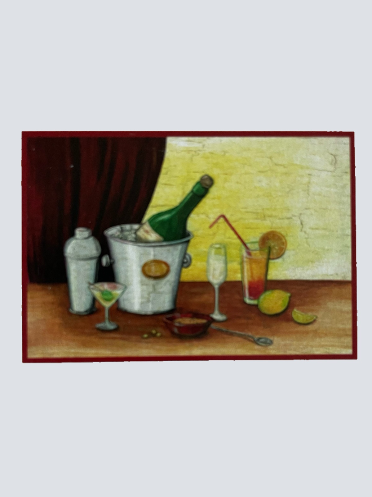 Nostalgie Holzschild Sekt Cocktails Alkohol Cocktail Glas Flasche Schild