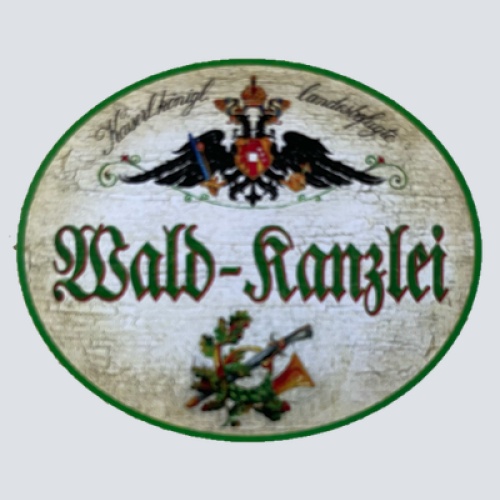 KuK Nostalgie Holzschild Landesbefugte Wald-Kanzlei Wald Bäume Forst Schild