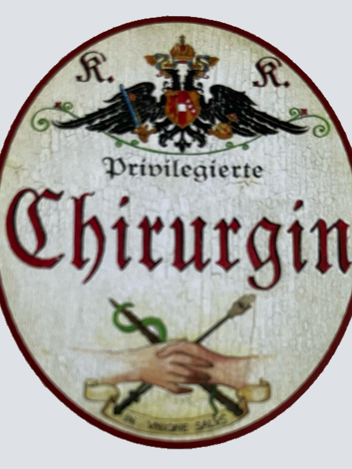 KuK Nostalgie Holzschild Privilegierte Chirurgin Chirurgie OP Operation Schild