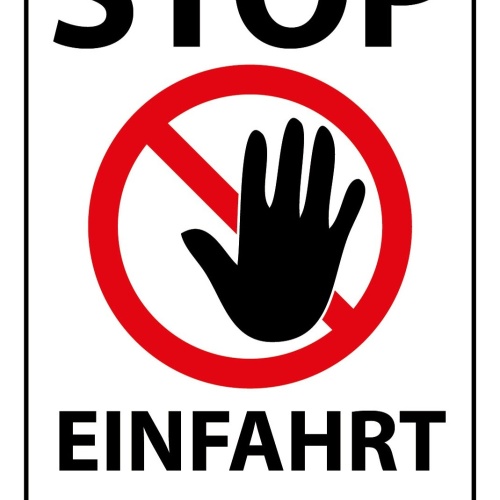 Schild Stop Einfahrt verboten Hand 12x18 / 20x30 / 30x40 Blech od. Holz