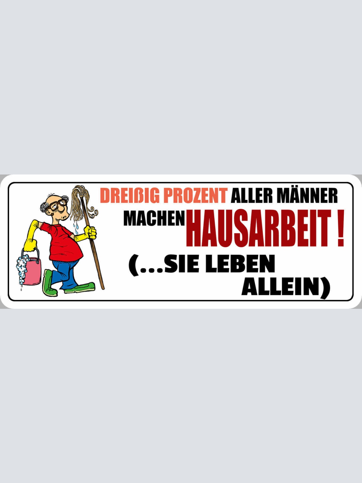 Schild Dreißig Prozent Aller Männer Machen Hausarbeit Sie Leben Alleine 27 x 10