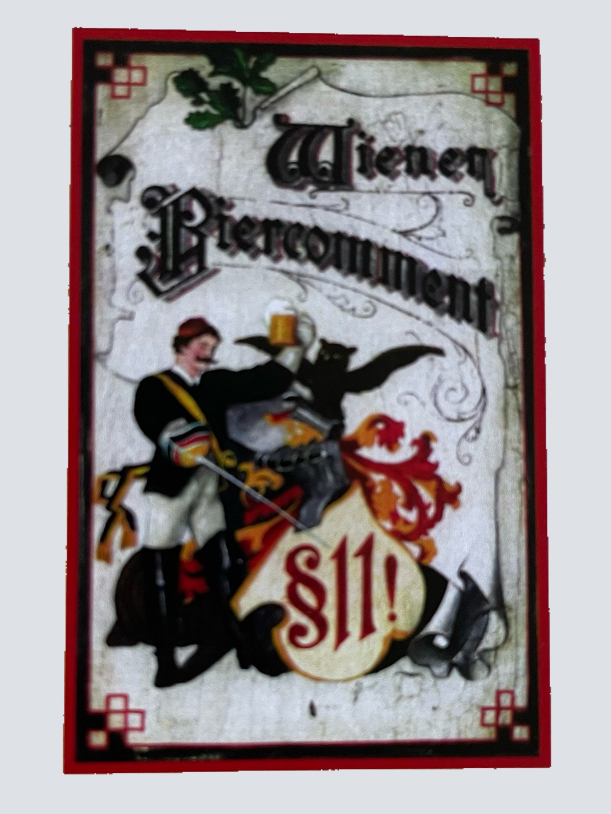 Nostalgie Holzschild Wiener Biercomment Wien Alkohol Bier Wirt Glas Schild
