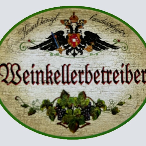 KuK Nostalgie Holzschild Landesbefugter Weinkellerbetreiber Alkohol Wein Schild