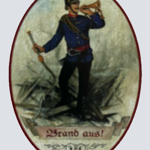 KuK Nostalgie Holzschild Brand Aus! Feuerwehr Feuerwehrmann Feuer Horn Schild