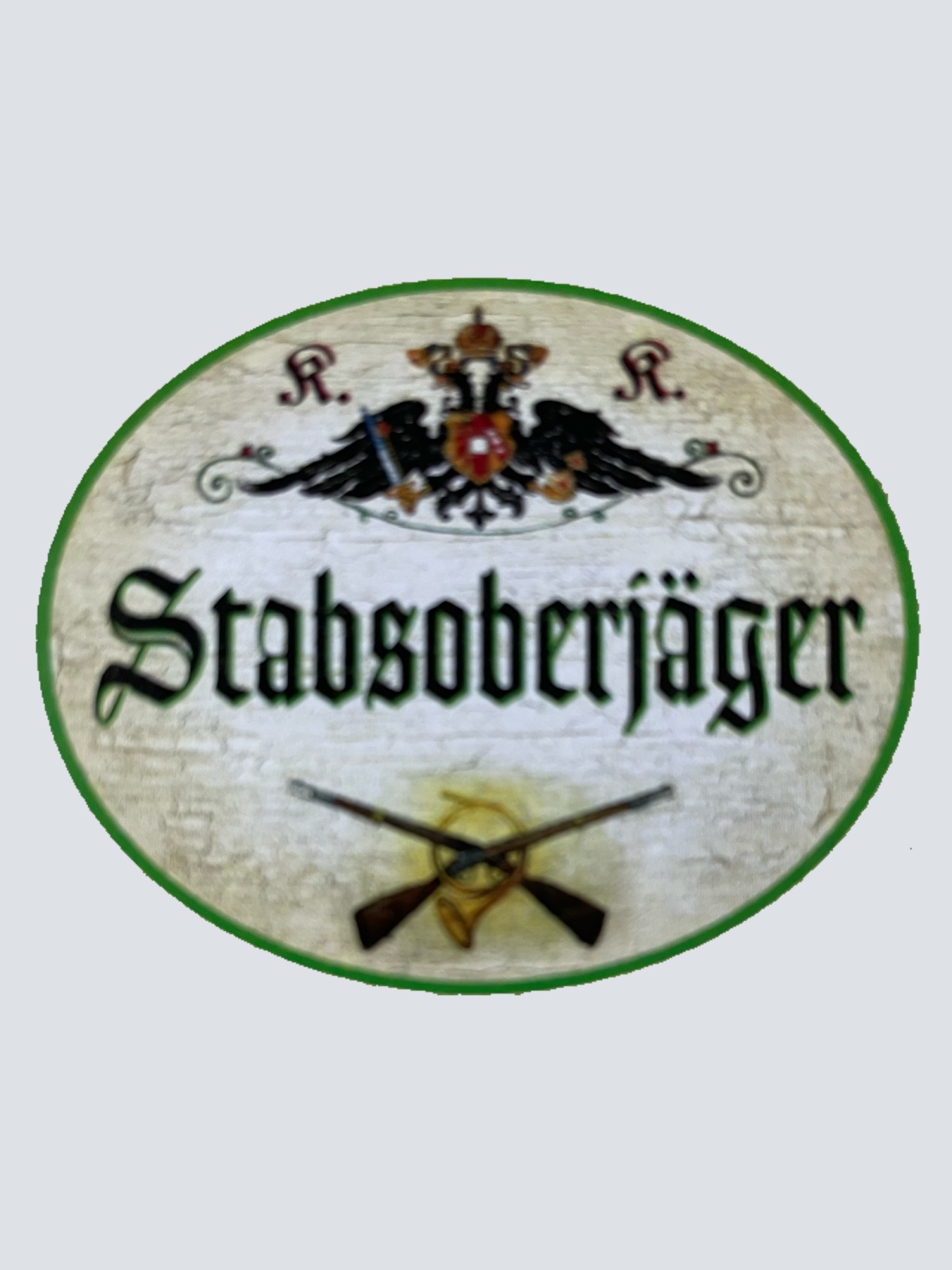 KuK Nostalgie Holzschild Stabsoberjäger Jäger Jagd Jagen Gewehr Tier Wild Schild