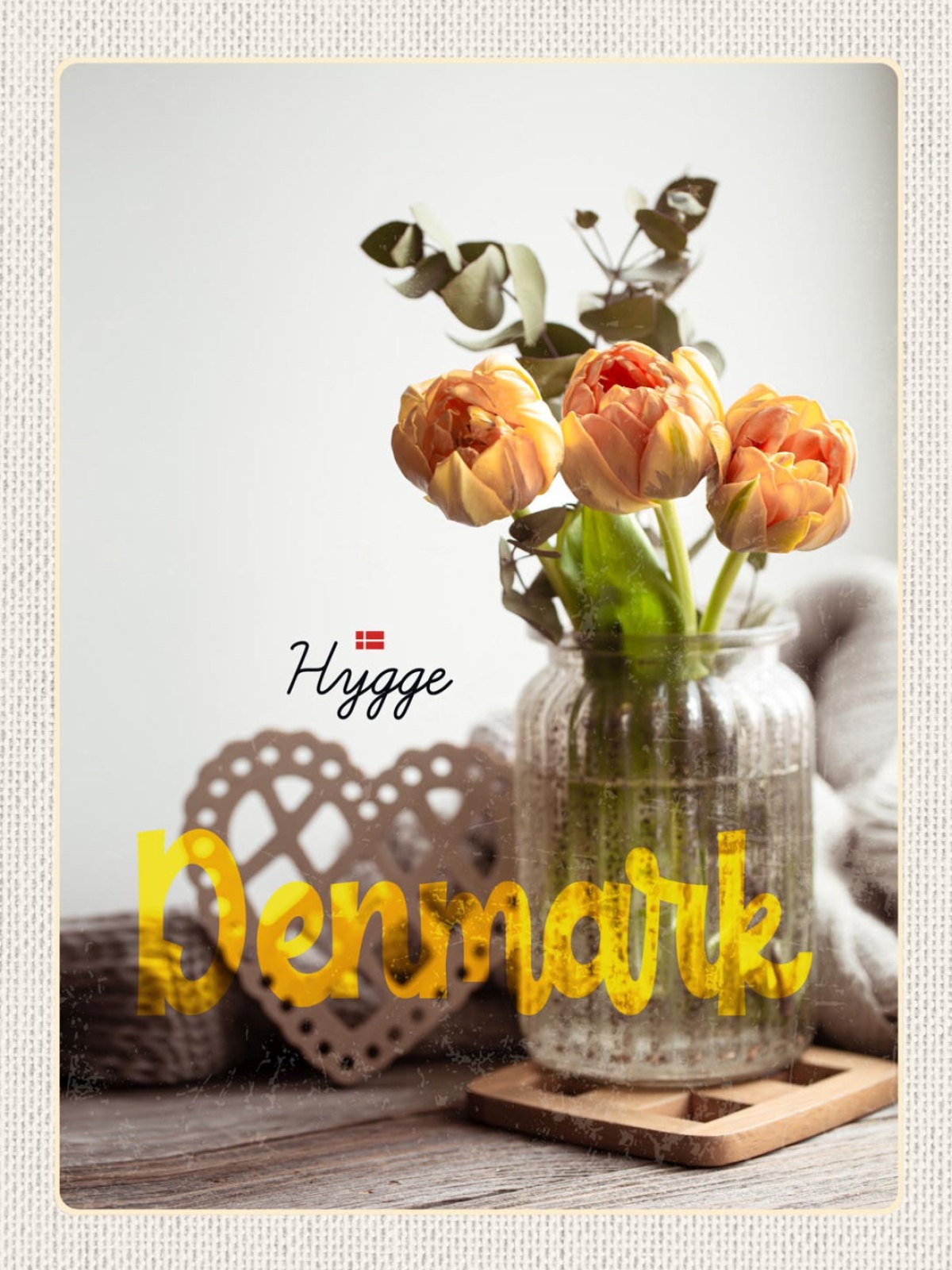 Schild Denmark Dänemark Blumen Vase Hygge 12x18 20x30 30x40 Blech/Holz