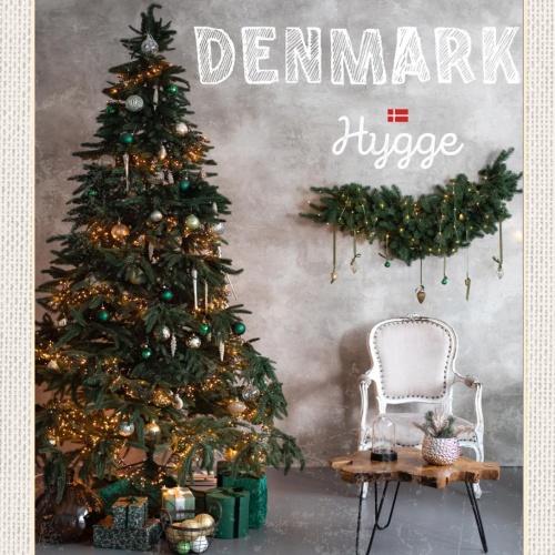 Schild Denmark Dänemark Weihnachten Baum Hygge 12x18 20x30 30x40 Blech/Holz