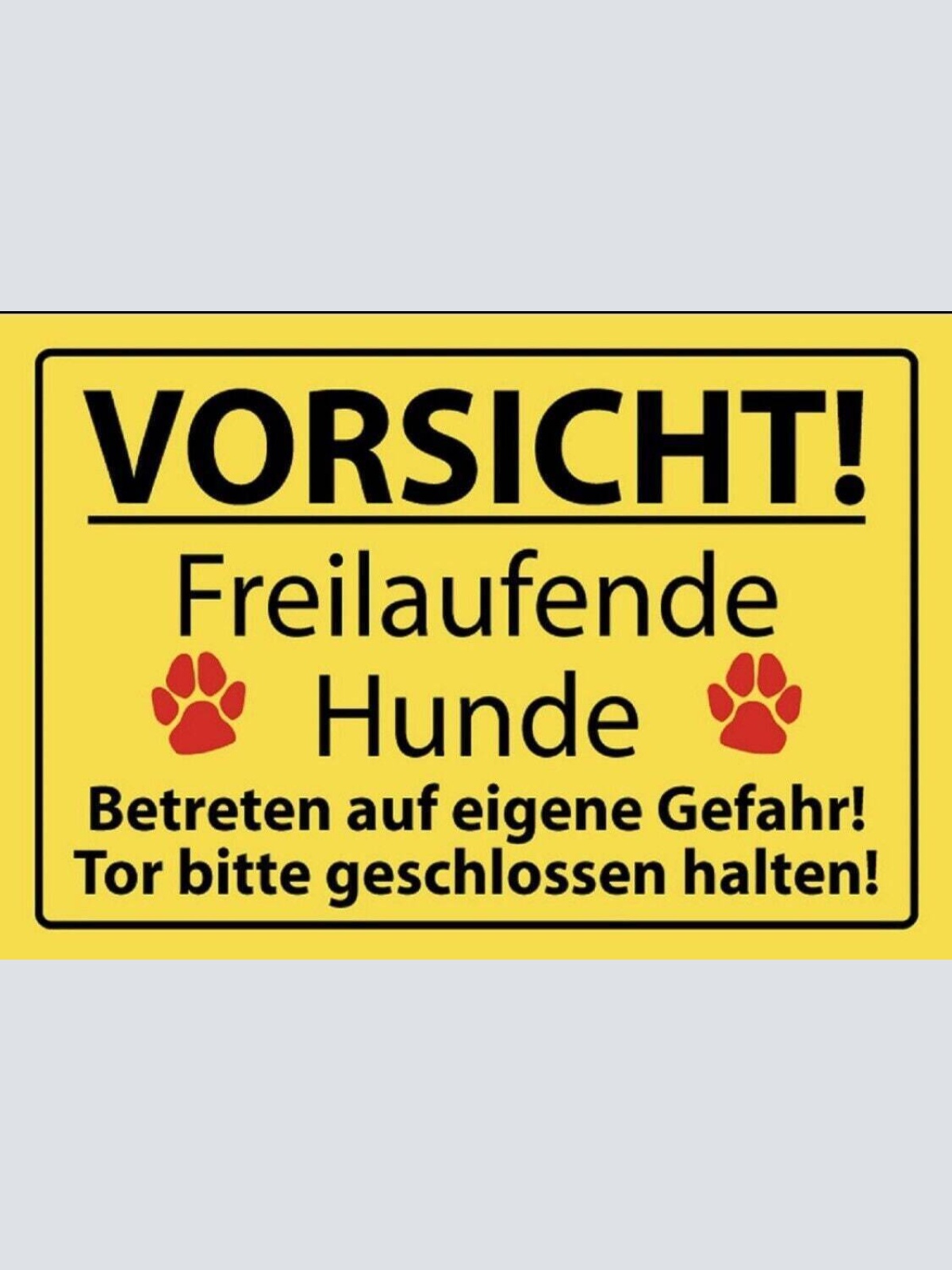 Schild vorsicht freilaufende hunde hund 12x18 / 20x30 / 30x40 blech od. holz