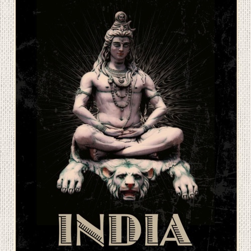 Schild India Indien Shiva Hinduismus Gottheit 12x18 20x30 30x40 Blech od. Holz