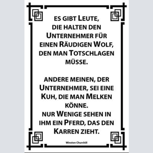 Winston churchill spruch unternehmer 12x18 / 20x30 / 30x40 blech od. holz
