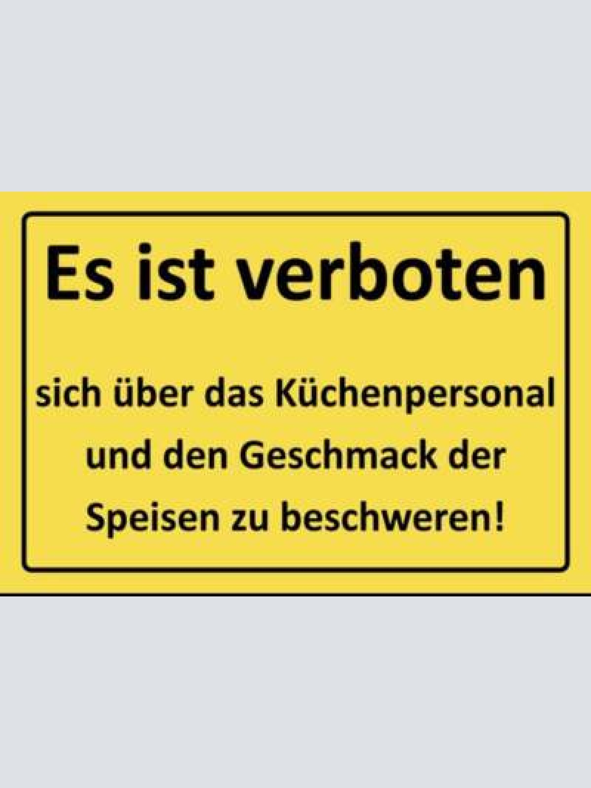 Verbot speisen küchenpersonal küche  12x18 / 20x30 / 30x40 blech od. holz
