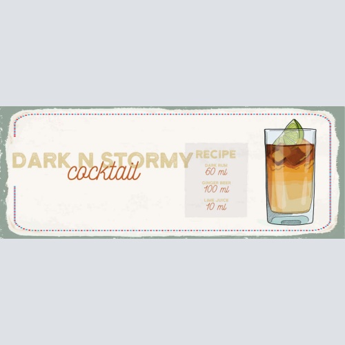 Schild Dark`n`Stormy Cocktail Rezept Bar Alkohol Drink Rum 27x10 Blech od.Holz