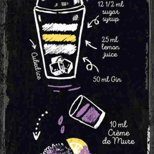 Schild Bramble Cocktail Rezept Bar Alkohol Shake Drink 27x10 Blech od.Holz