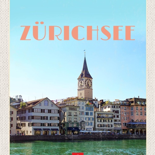Schild Zürich Zürichsee Ufer Stadt Kirche Schweiz 12x18 20x30 30x40 Blech/Holz