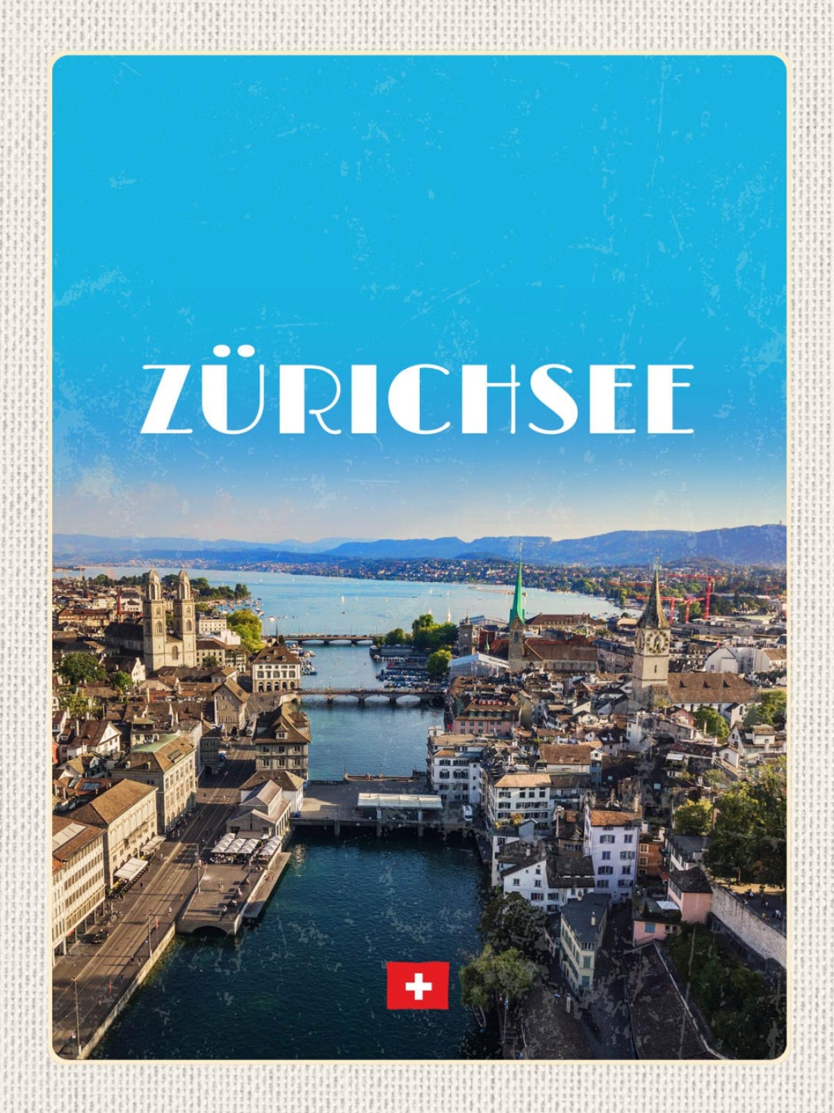 Schild Zürich Zürichsee See Stadt Ansicht Schweiz 12x18 20x30 30x40 Blech/Holz