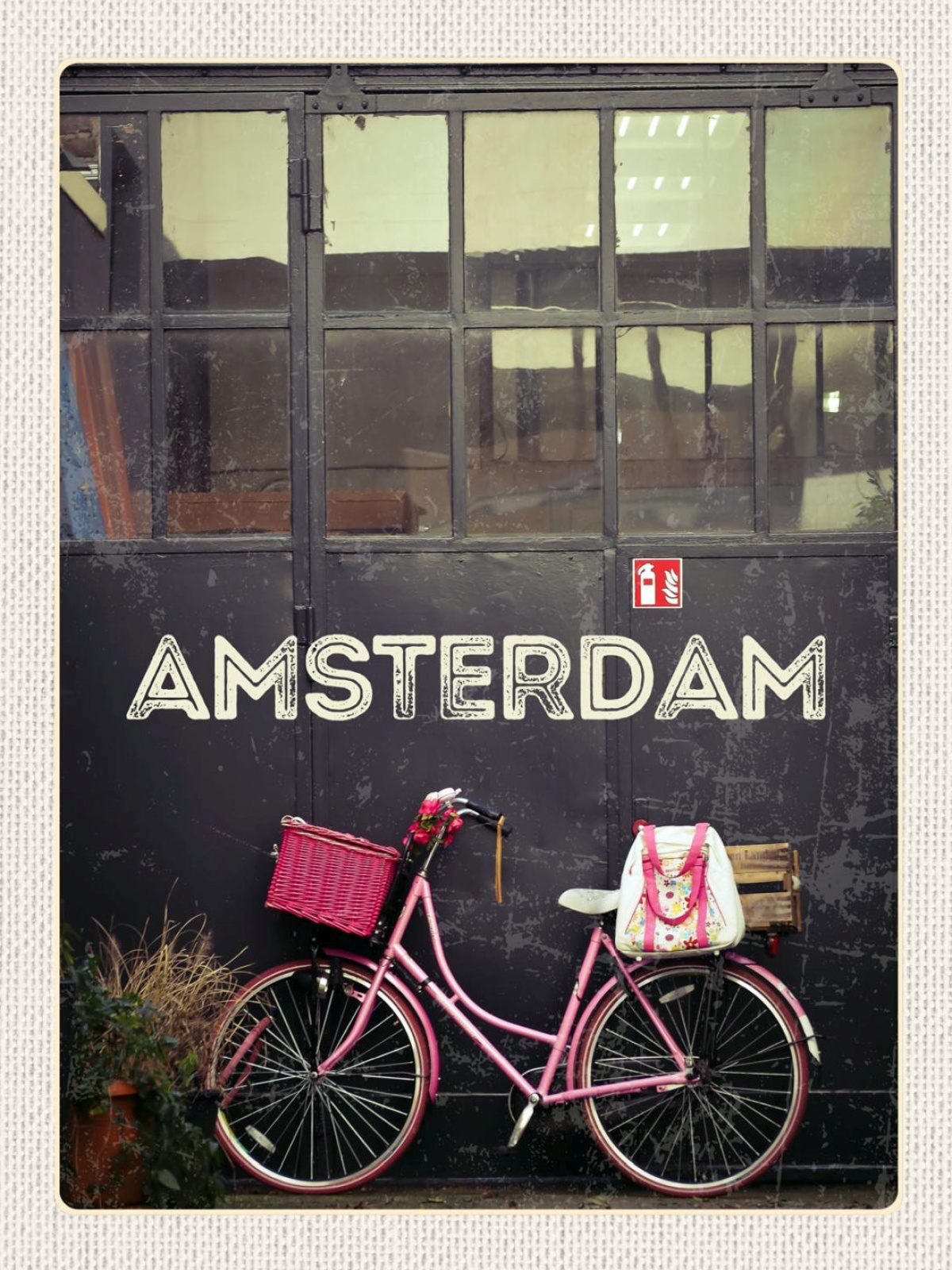 Schild Amsterdam Pinkes Fahrrad Niederlande Holland 12x18 20x30 30x40 Blech/Holz