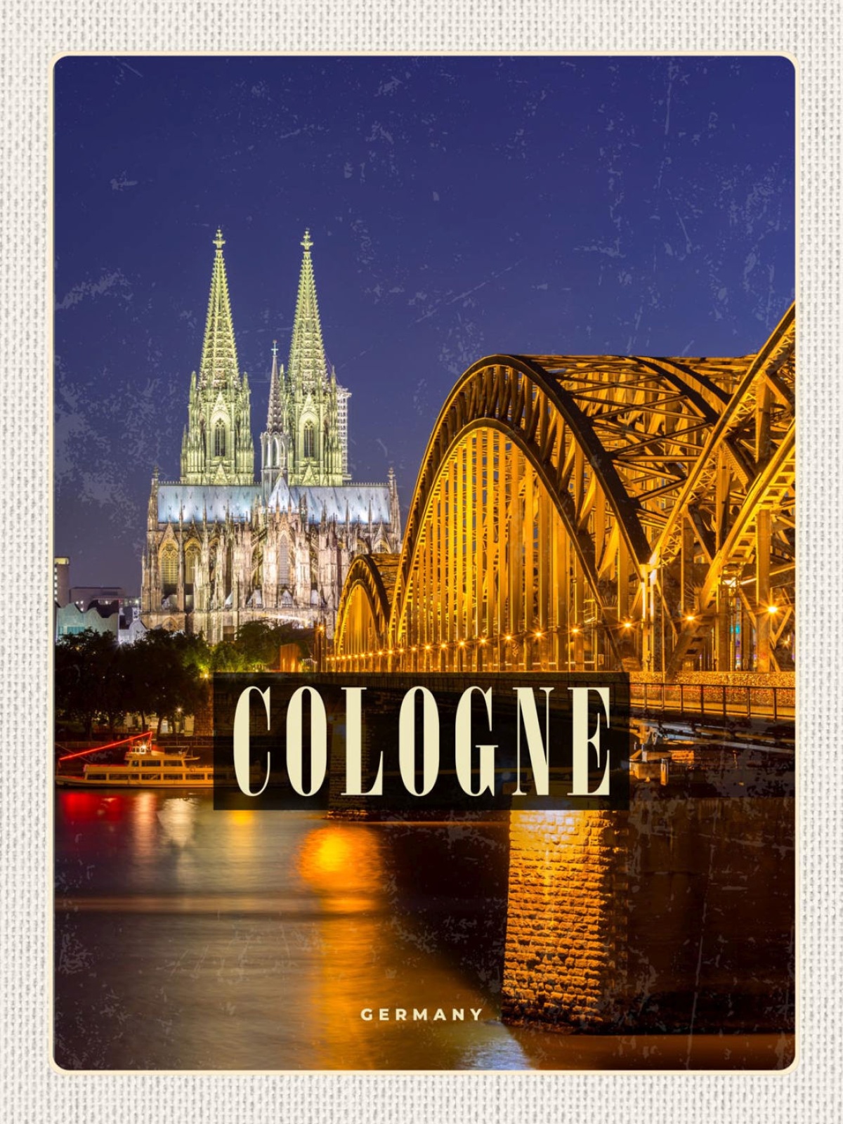 Schild Cologne Germany Köln Kölner Dom Brücke D 12x18 20x30 30x40 Blech/Holz
