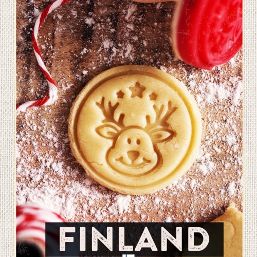 Schild Finland Finnland Rentier Kekse Plätzchen 12x18 20x30 30x40 Blech/Holz