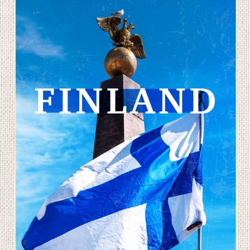 Schild Finland Finnland Doppeladler Monument Flagge 12x18 20x30 30x40 Blech/Holz