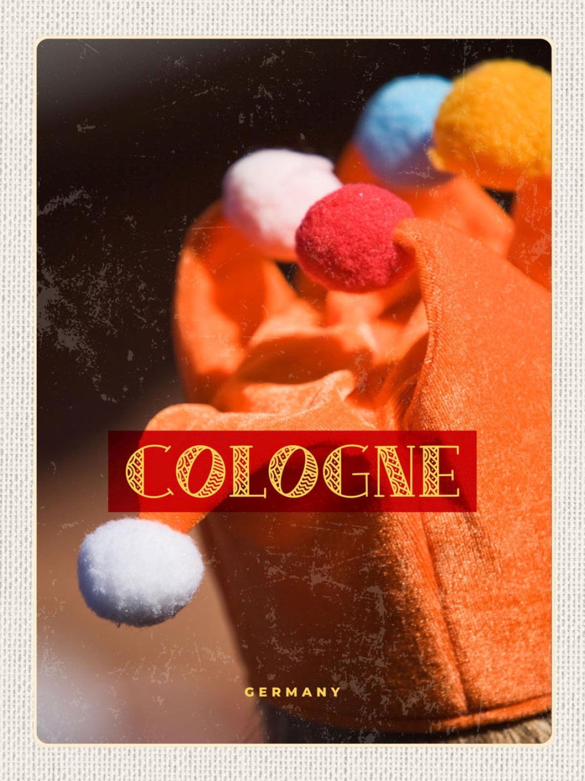 Schild Cologne Germany Köln Karneval Hut Haube D 12x18 20x30 30x40 Blech/Holz