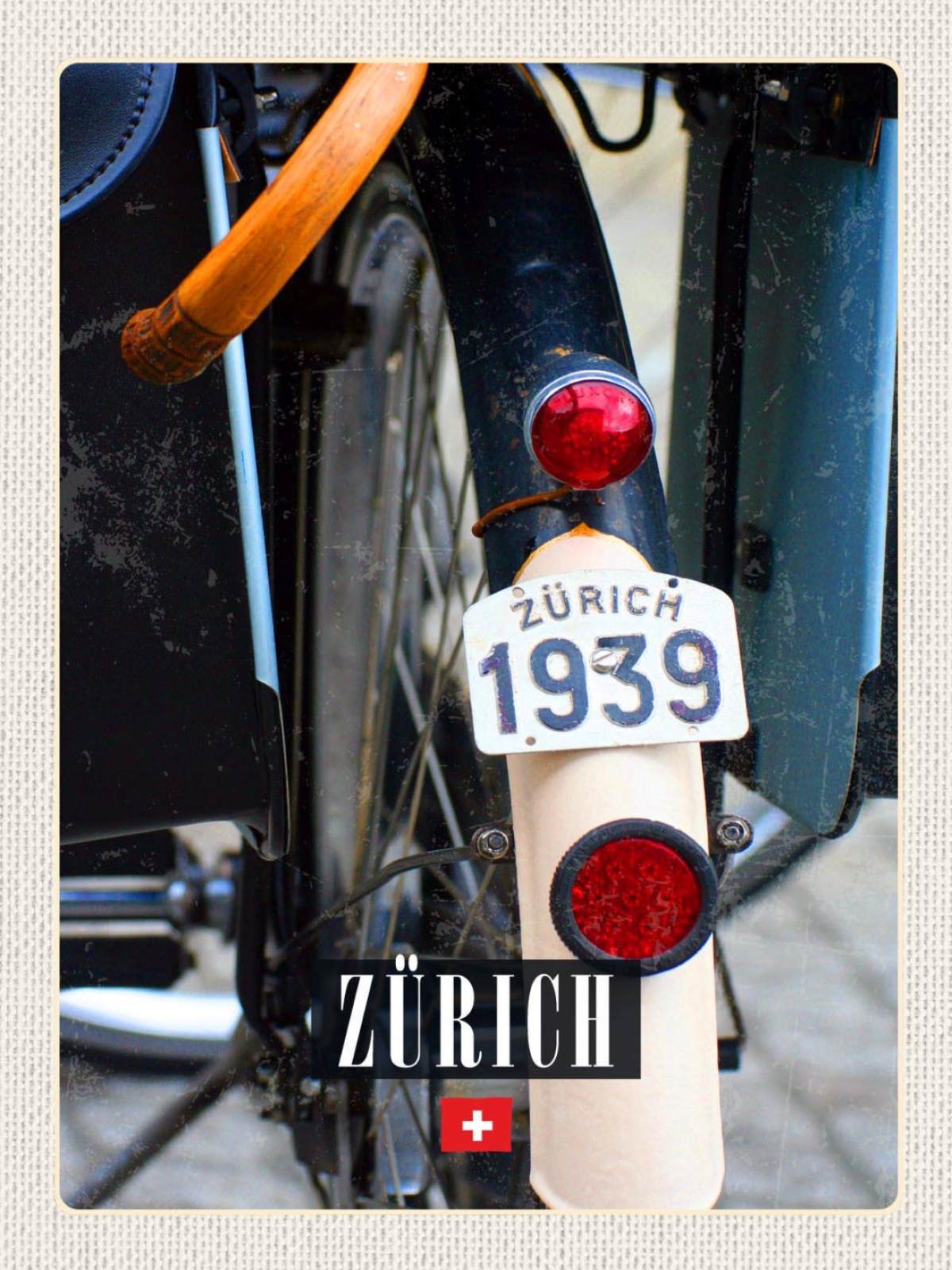 Schild Zürich Moped Motorrad Nummertafel Schweiz 12x18 20x30 30x40 Blech/Holz