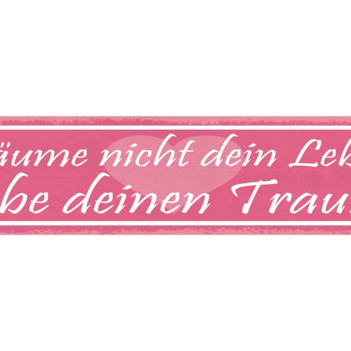 Schild Träume Nicht Dein Leben Lebe Deinen Traum 46 x 10 Blech od. Holz