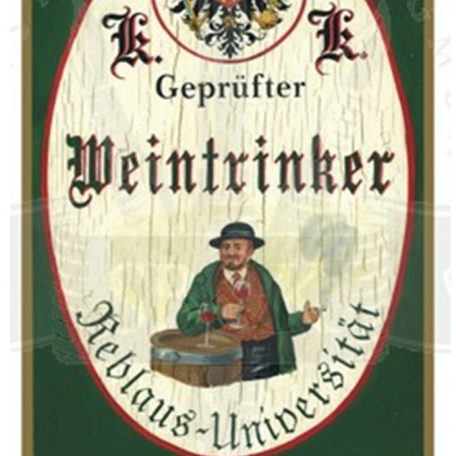 KuK Nostalgie Holzschild "Weintrinker"