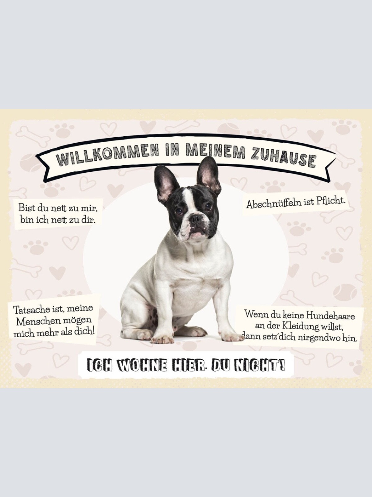Schild Willkommen In Meinem Zuhause Franz.Bulldogge 12x18 20x30 30x40 Blech/Holz