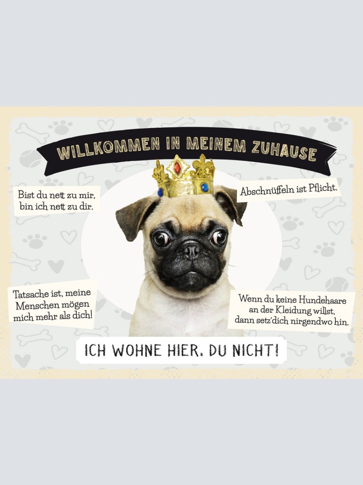 Schild Willkommen In Meinem Zuhause Mops Hund Tier 12x18 20x30 30x40 Blech/Holz