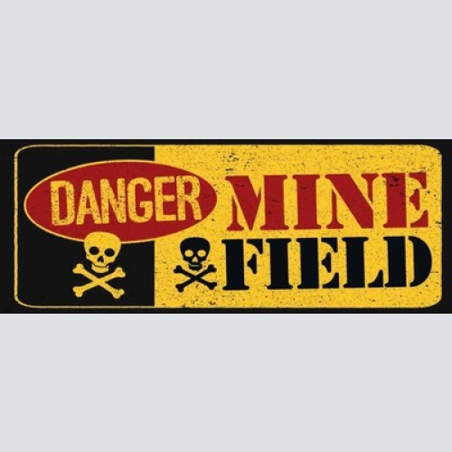 Schild danger mine field gefahr achtung minen feld vorsicht 27x10 blech od.holz