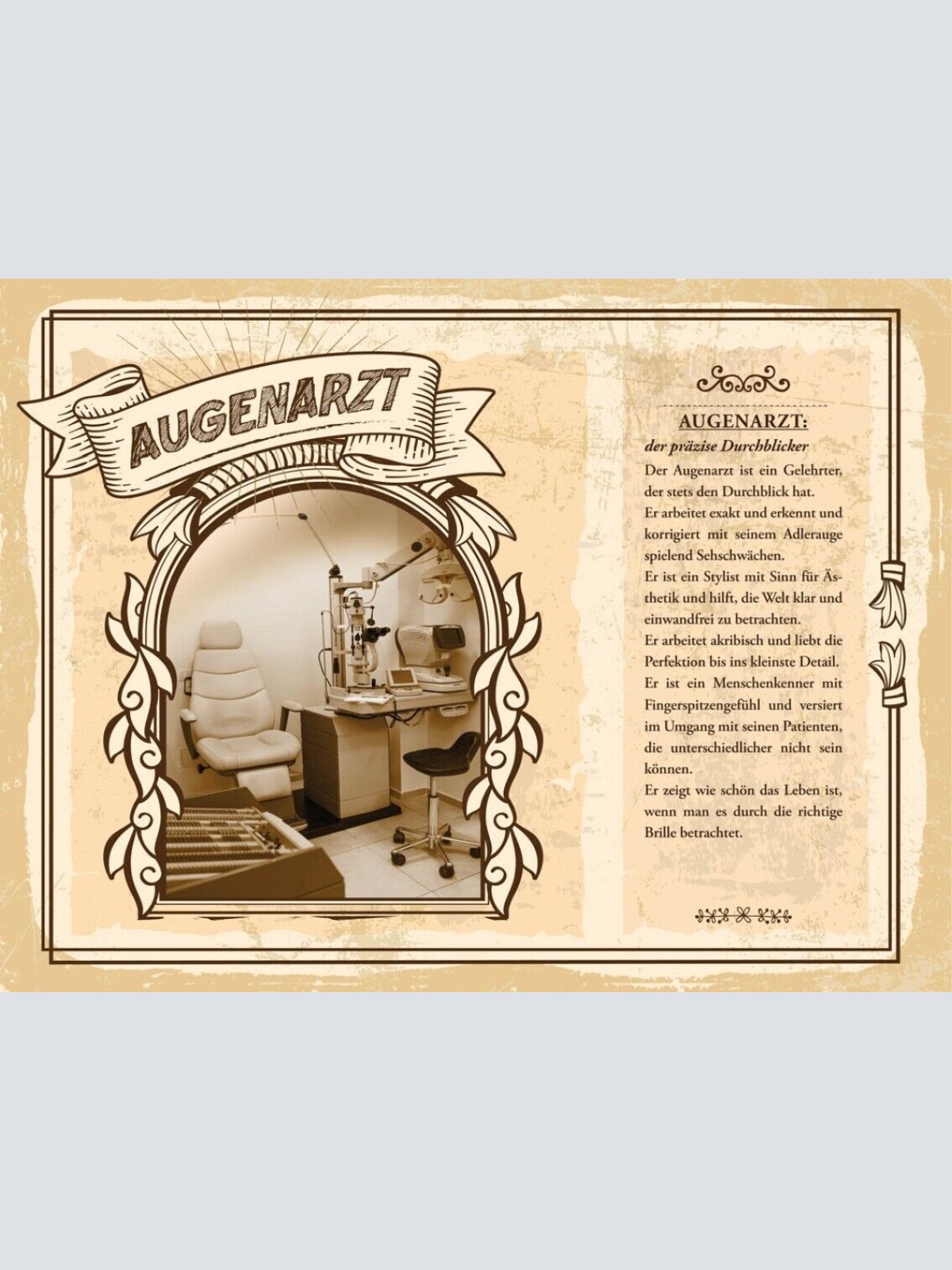 Schild Augenarzt Beruf Doktor Medizin Auge Sehen 12x18 20x30 30x40 Blech/Holz