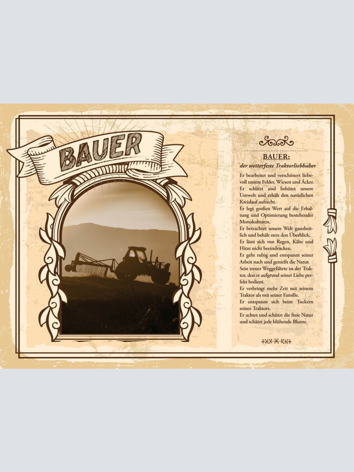 Schild Bauer Beruf Bauernhof Landwirtschaft Farmer 12x18 20x30 30x40 Blech/Holz