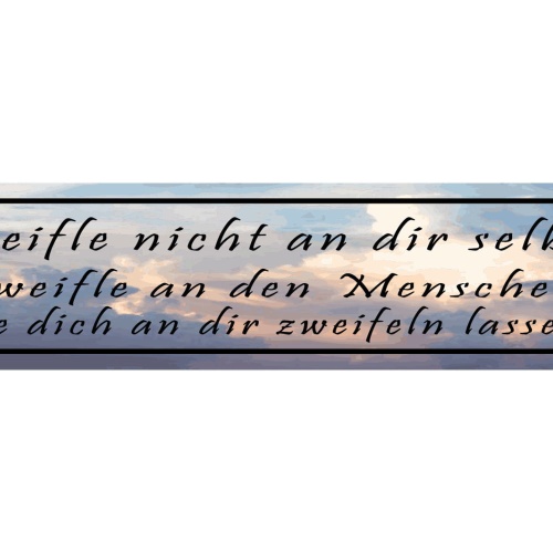 Schild Zweifle Nicht An Dir Selbst Menschen Zweifel 46 x 10 Blech od. Holz