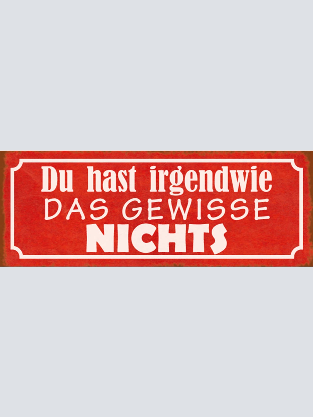 Schild Das Irgendwie Das Gewisse Nichts Ausstrahlung Liebe 27x10 Blech od.Holz