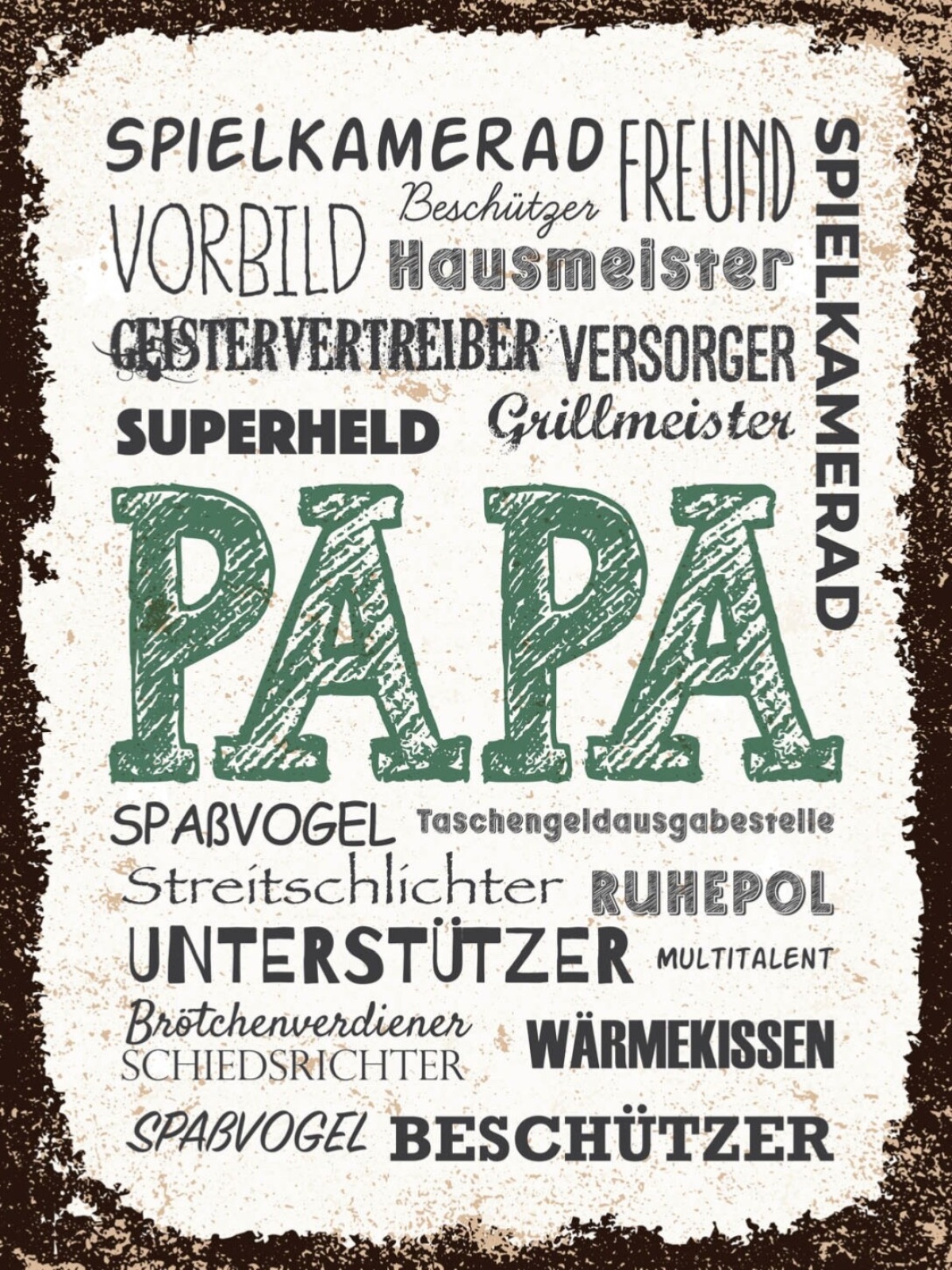 Schild Papa Vater Vorbild Beschützer Freund 12x18 20x30 30x40 Blech/Holz LP